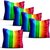 Pratibimb- Set of 5 Full of Colors Rainbow Lines printed Polycotton Cushion Covers Home Furnishing Gift Item