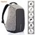 Anti Theft Laptop Backpack Bag for Men with USB Charging Port  Anti-Theft Water Resistant Travel Backpack Suitable For Laptop Camera College Bag - Grey