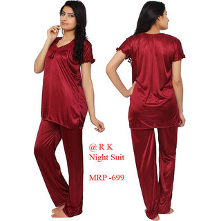 Buy Rame Bridal And Hot Women Satin Mahroon Night Suit Night Wear Online Get 43 Off