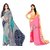 Meia Grey & Pink Georgette Printed Saree With  (Combo)