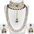 Spargz Gold Plated Green White Kundan Pearl Haram  Choker Necklace Set Bridal Jewellery Set For Women AINS254