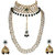 Spargz Gold Plated Green White Kundan Pearl Haram  Choker Necklace Set Bridal Jewellery Set For Women AINS254