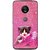 Snooky Printed Pink Cat Mobile Back Cover For Moto G5 Plus - Multi