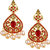 Spargz Indian Wedding Jewellery Gold Plated Red AD Stone Pearl Bridal Necklace Set With Maang Tikka For Women AINS260