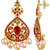 Spargz Indian Wedding Jewellery Gold Plated Red AD Stone Pearl Bridal Necklace Set With Maang Tikka For Women AINS260