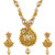 Spargz Antique Gold Plated Small Pearl With AD Stone Oval Shape Pendant Mala Long Necklace With Earring For Women AINS2