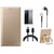 Vivo Y69 Premium Leather Cover with Ring Stand Holder, Tempered Glass, Earphones and USB Cable