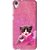 Snooky Printed Pink Cat Mobile Back Cover For HTC Desire 626 - Multi