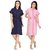 Be You Terry Cotton Navy-Pink Women Bathrobes Combo Pack of 2
