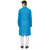 RG Designers Blue  White Plain Cotton Kurta Pyjama Set For Men