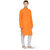 RG Designers Peach  White Cotton Kurta Pyjama Set For Men