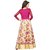 Poshvariety Women's Pink Satin SIlk Long Semi stiched Free Size Anarkali Salwar Suit For Womens And Girls