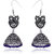 Fashion Frill Dancing Peacock Black Metal Silver Palted Oxidized Blue Pearl Jhumki Earrings