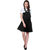 BuyNewTrend Black Cotton Lycra Dungaree Skirt For Women