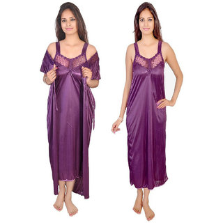 Ladies/Women  daily wear XL women Hot Satin Nighty over coat with 2 pc