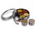 Sumeet Stainless Steel Belly Shape Masala (Spice) Box / Dabba/ Organiser with See Through Lid with 7 Containers and Small Spoon Size No. 12 (20.5cm Dia) (2 Ltr Capacity)