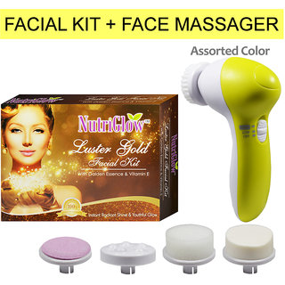 Nutriglow Luster Gold Facial Kit-55g With Face Massager