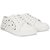 Blinder Women's White With Golden Stars Lace-Up Casual Sneakers