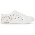Blinder Women's White With Golden Stars Lace-Up Casual Sneakers