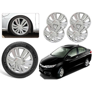 Premium Quality Car Full Wheel Covers Caps Silver Colour 15inches - Honda City Idtec - Set of 4pcs