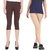 Pixie Women Super Fine Capri 190 GSM, Pack of 2 (Brown and Beige) - Free Size