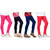 Meia for girls plain Legging Pack of 4 (Black, Magenta, Red and Navy Blue)