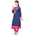 Veeha Blue Rayon Embroidered Stitched Kurti for Women