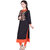 Veeha Black Rayon Embroidered Stitched Kurti for Women