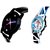 Colouring Smoke Black Dial And Multi Sky Blue Art Couple Analogue Watch By Harmi Exim