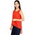 Timbre Red Plain Round Neck Wrap TopsFor Women'S