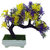 Artificial Plant With Pot by Random|Bent Bonsai Tree With Yellow and Purple Leaves |Melamine White Pot With Real Looking Green Grass