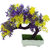 Artificial Plant With Pot by Random|Bent Bonsai Tree With Yellow and Purple Leaves |Melamine White Pot With Real Looking Green Grass