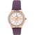 Meia Round Dial Purple Leather Strap Analog Watch For Women