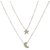 High Gloss Silver Plated Star Moon Two Layer Pendant Statement Necklace Chain