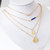 Multi 4 Layer Heart Coins Blue Beads Gold Plated Chain Pendant Necklace Jewelry
