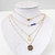 Multi 4 Layer Heart Coins Blue Beads Gold Plated Chain Pendant Necklace Jewelry