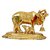 Gold Color Kamdhenu Cow Calf Holy Wishing Fulfilling Gomata Statue