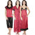 Ranjana Enterprises Pack of 4 Red Plain Satin Nightwear