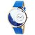 Mxre Round Dial Blue Leather Analog Watch For Women