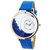 Mxre Round Dial Blue Leather Analog Watch For Women