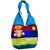 Atorakushon Multipurpose Ladies Handbag Elegance Ethnic Cotton with small teddy and smiley batche Style deep blue
