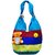 Atorakushon Multipurpose Ladies Handbag Elegance Ethnic Cotton with small teddy and smiley batche Style deep blue