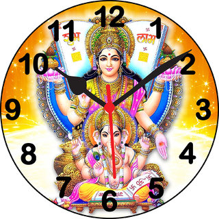 3d luxmi ganeshji black number wall clock