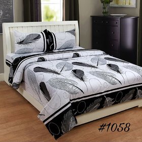 Choco White Patti AH MONT Double Bedsheet With 2 Full size pillow Cover Pack of 1