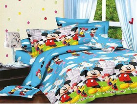 Choco Mickey Mouse Mont Double Bedsheet With 2 full Size Pillow Cover Pack of 1