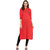 Mytri Women's Red Cambric Solid Straight Kurta