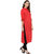Mytri Women's Red Cambric Solid Straight Kurta