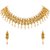 Asmitta Traditional Flower Design Gold Plated Choker Style Necklace Set For Women