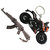 Ezzideals PVC Rubber KTM Bike and Metal Gun Keychain Combo