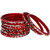 Somil Red Glass Bangle Cum Kada Set Decorative With Beads And Stone  (With Safety Cum Gift Box)
